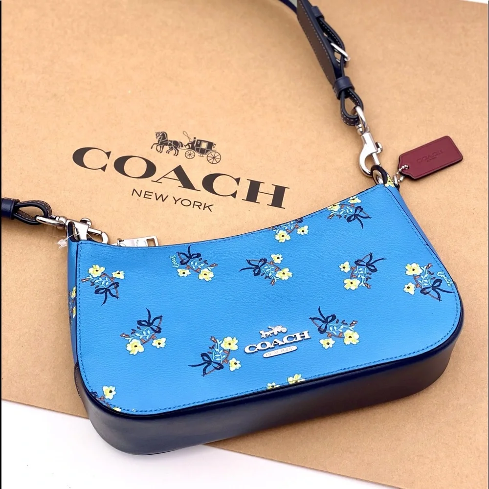 Coach Jes Baguette Crossbody With Floral Bow Print - Picture 5 of 16